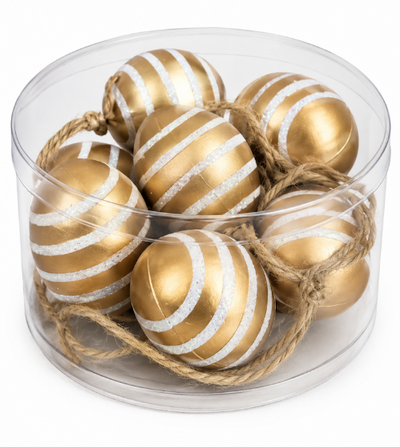 Set 8 Huevos Decorativos dorado /  blanco