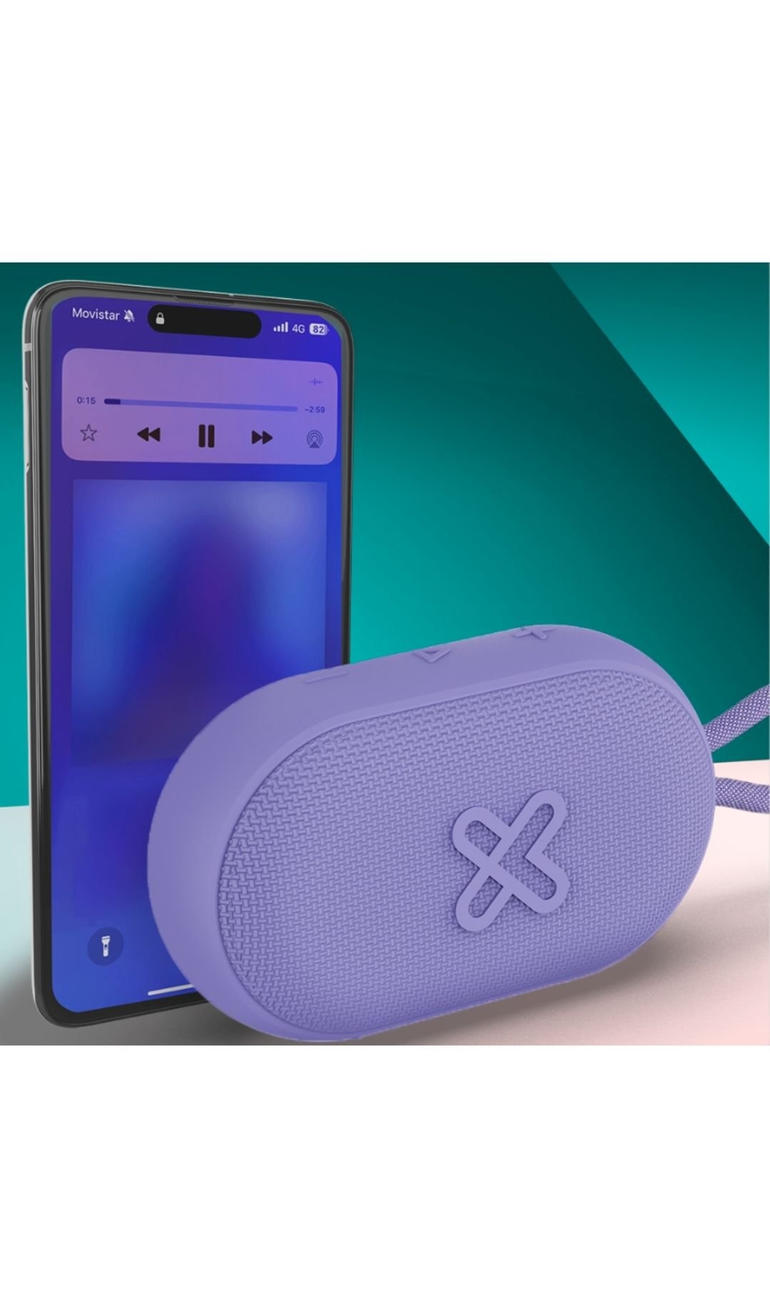 Parlante Bluetooth Portátil Klip Xtreme Port TWS KBS-030PR Lila | Resistente al Agua IPX7 | 20h de Batería