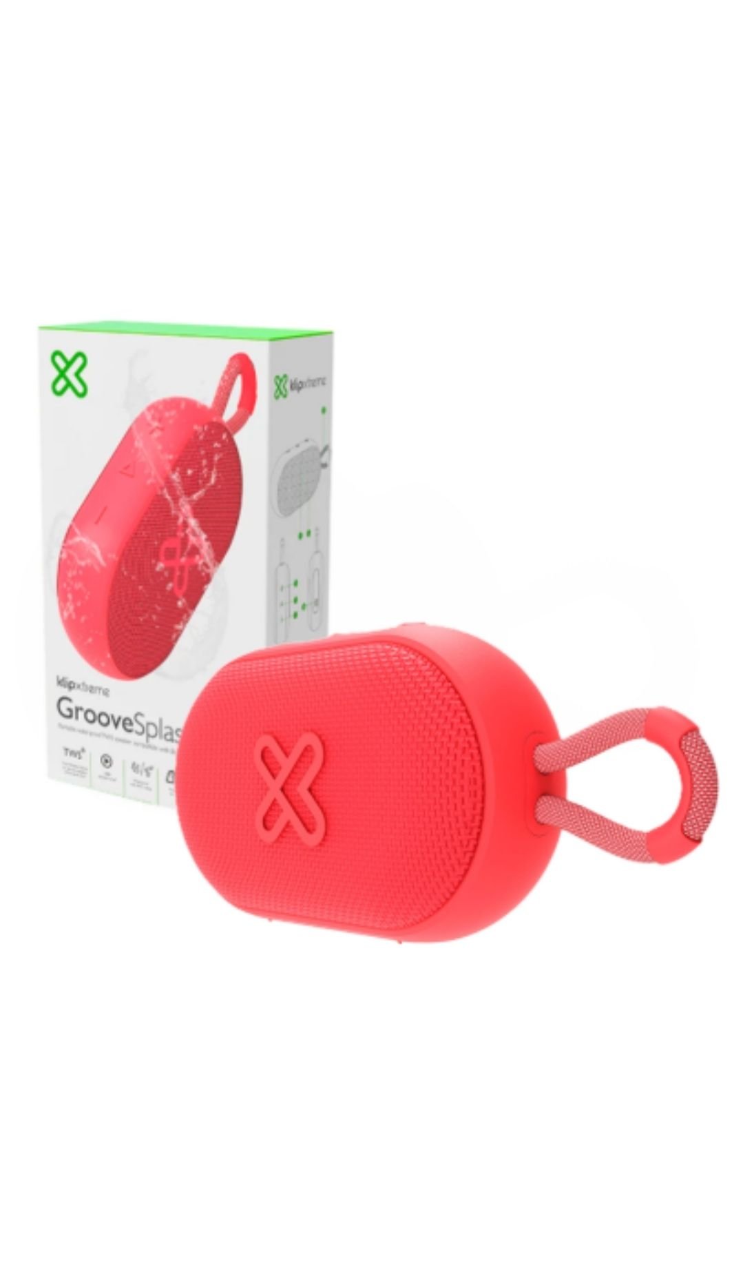 Parlante Bluetooth Portátil Klip Xtreme Port TWS KBS-030RD Rojo | Resistente al Agua IPX7 | 20h de Batería