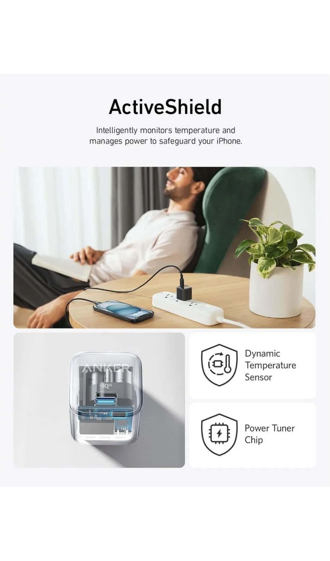 Cargador Anker 511 Nano Pro 20W USB-C Negro | Ultra Compacto | Carga Rápida PowerIQ 3.0 | Seguridad ActiveShield