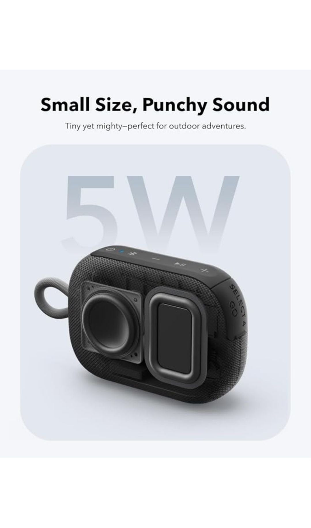 Parlante Bluetooth Soundcore Select 4 Go Negro | IP67 Agua y Polvo | 20h Batería | Sonido Potente 5W