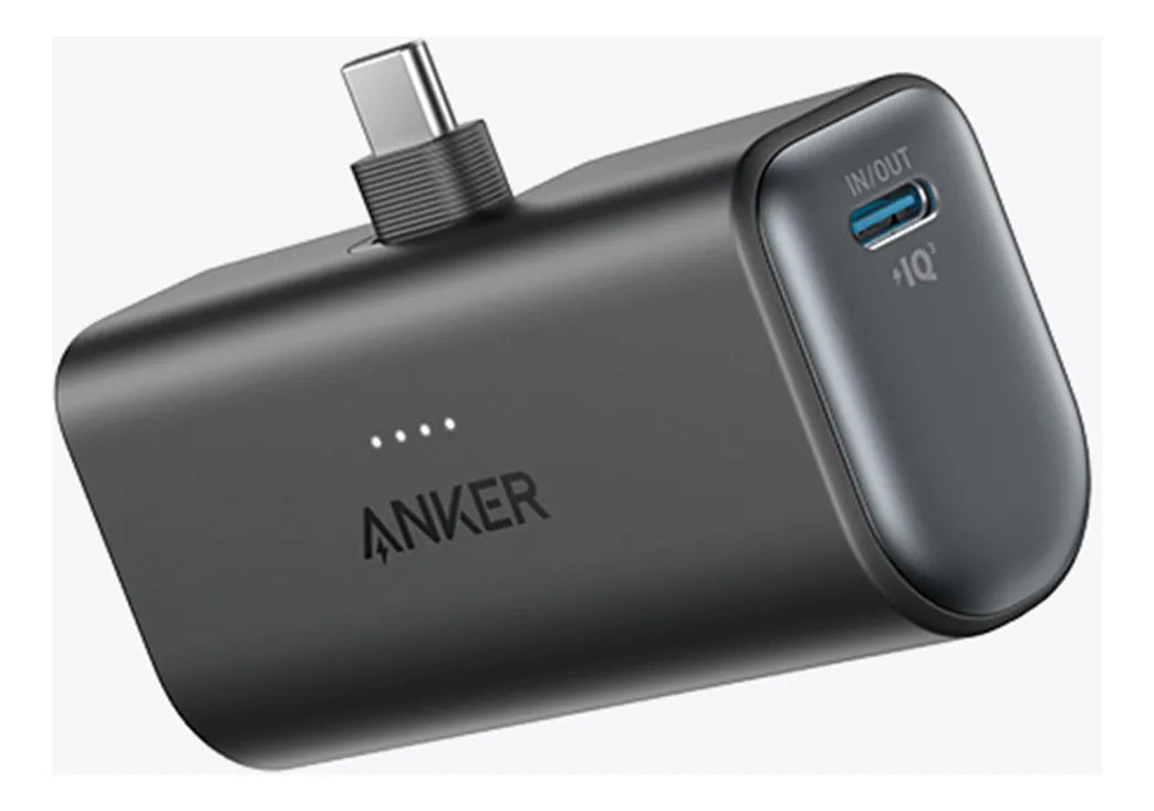 Batería Portátil Anker Nano 22.5W con Conector USB-C Integrado | 5000mAh | Carga Rápida | Ultra Compacta | Negro