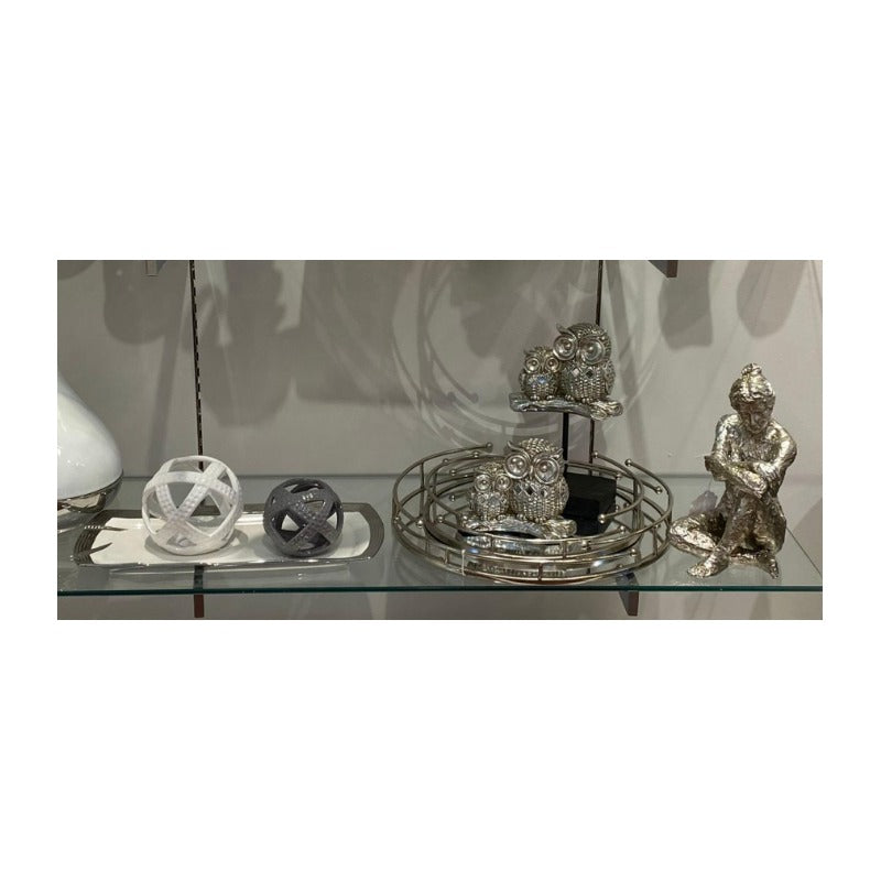 Buho Decorativo Plateado Duo