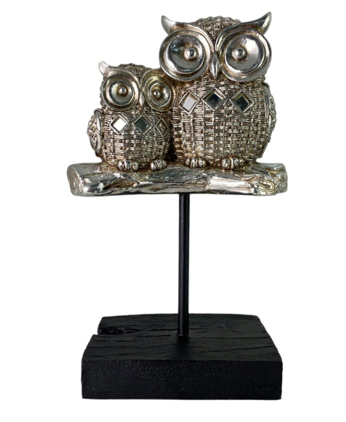 Buho Decorativo Plateado Duo