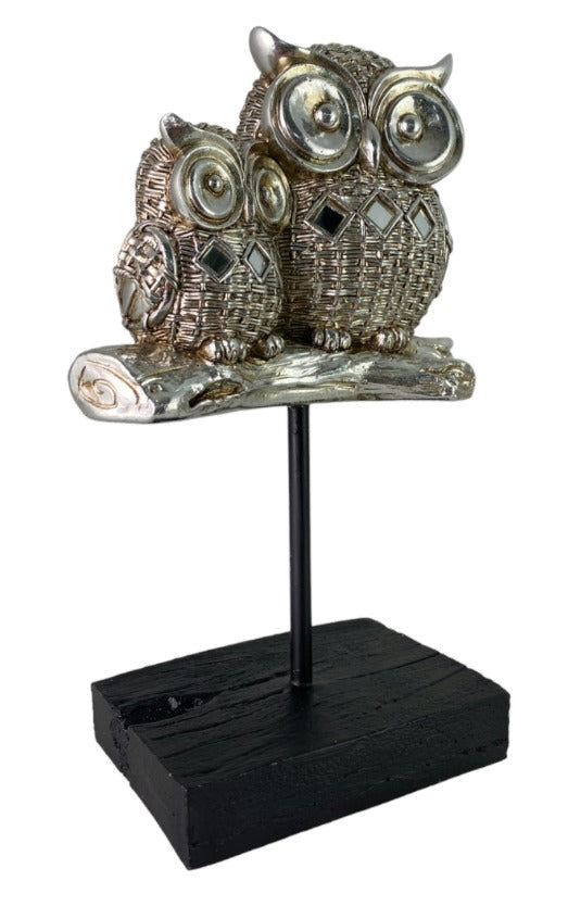 Buho Decorativo Plateado Duo