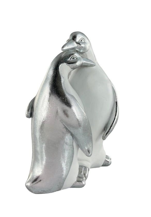 Pinguinos decorativos Pareja Plateada