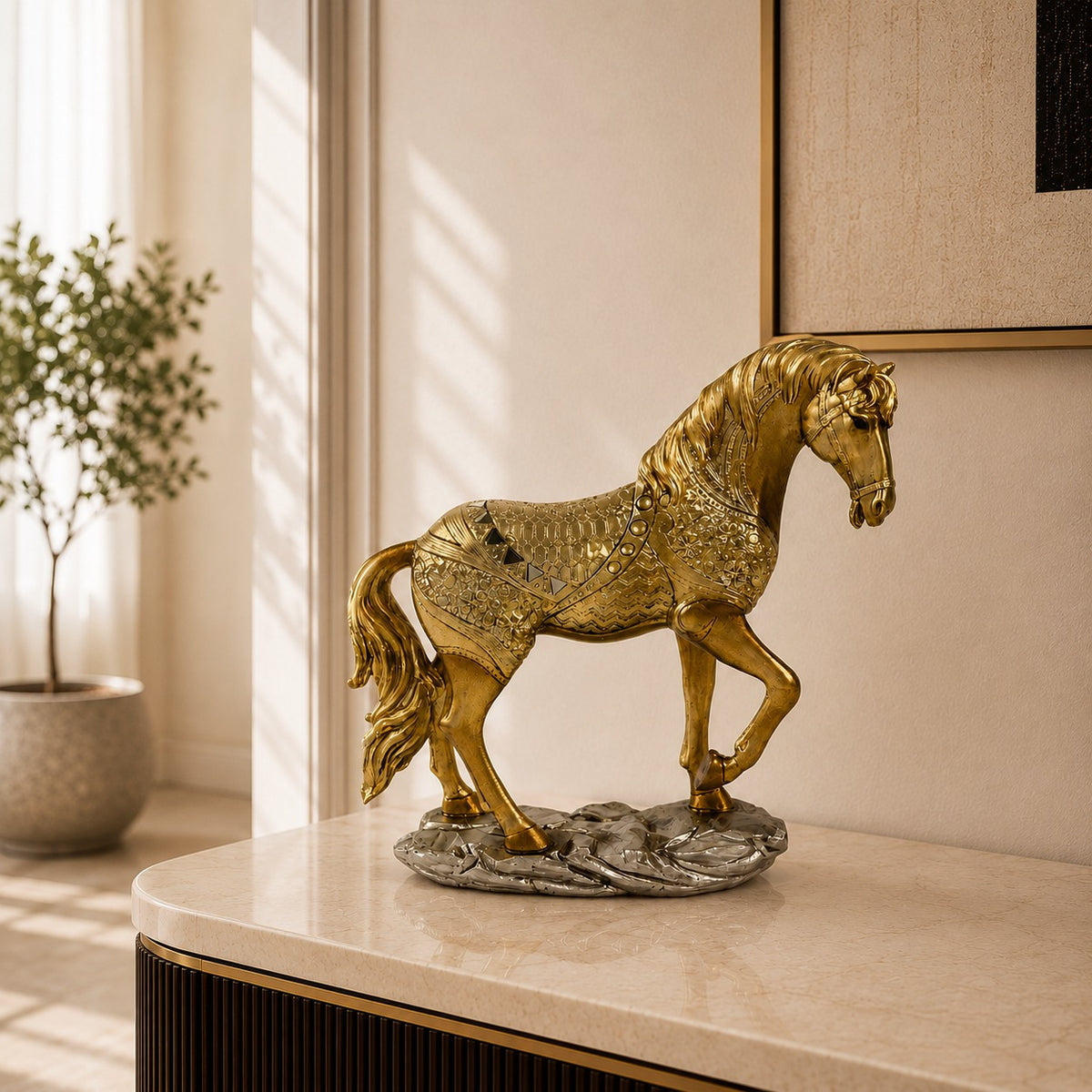 Caballo decorativo Oro antiguo