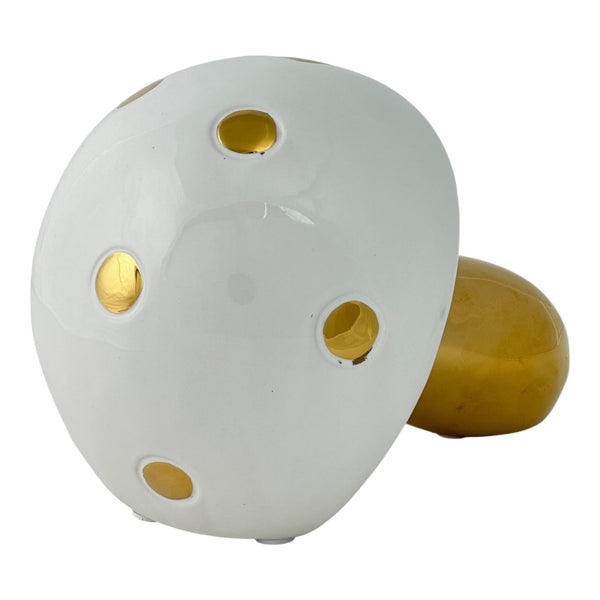 Hongo  decorativo Blanco y Dorado