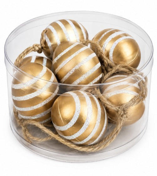 Set 8 Huevos Decorativos dorado /  blanco